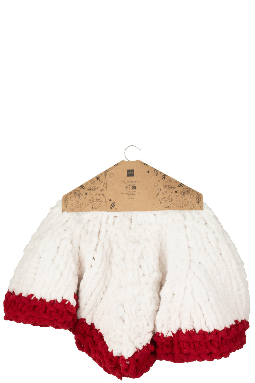 J-Line kerstboom rok Gebreid - polyresin - wit/rood