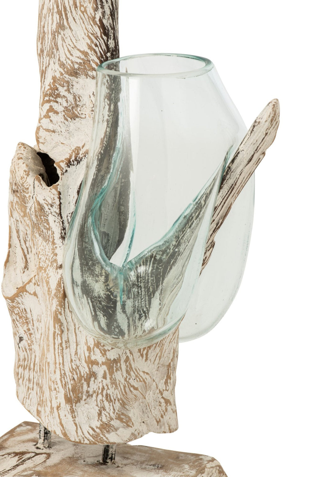 J-Line Vaas op voet - glas - gebroken wit/transparant - extra large