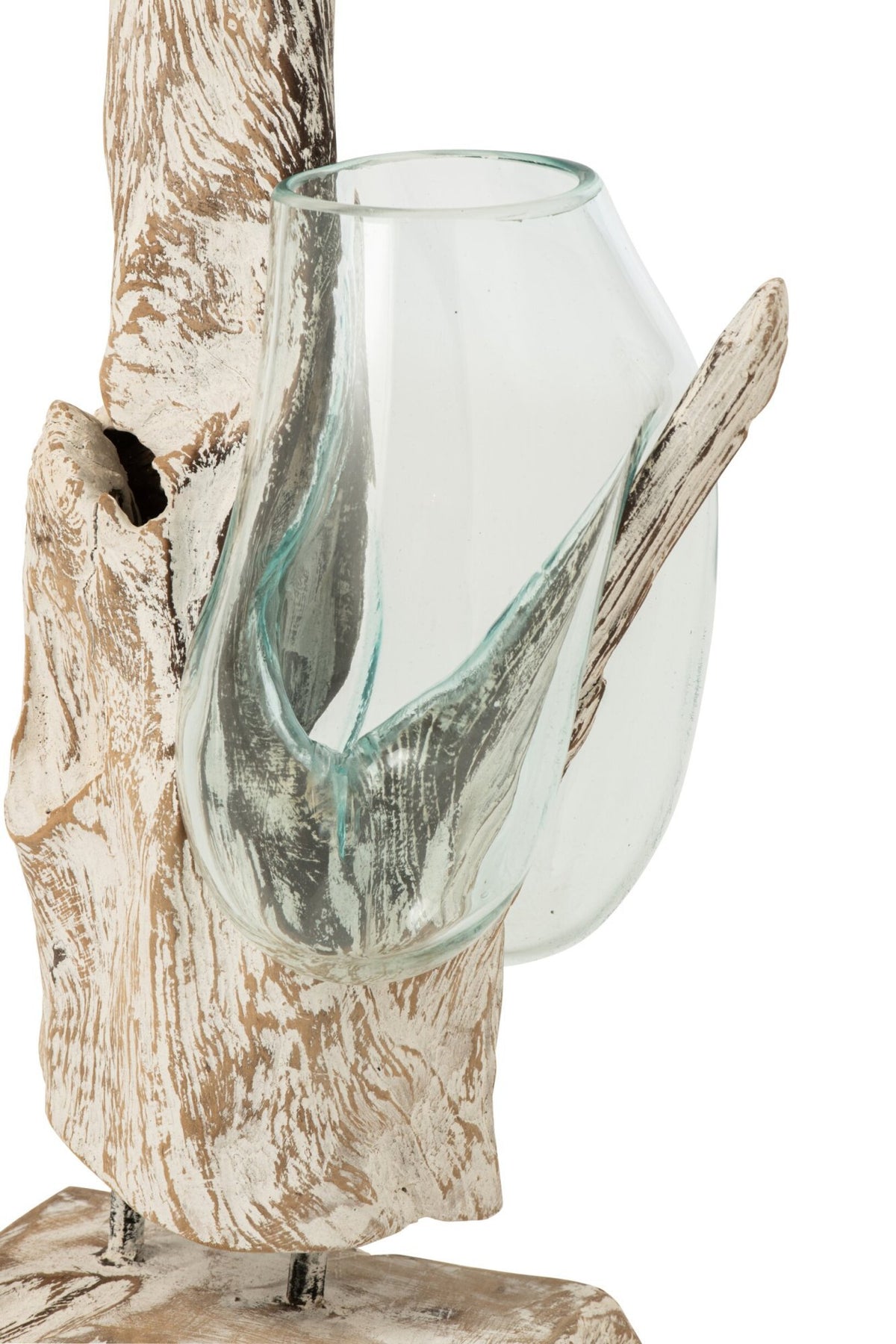 J-Line Vaas op voet - glas - gebroken wit/transparant - extra large