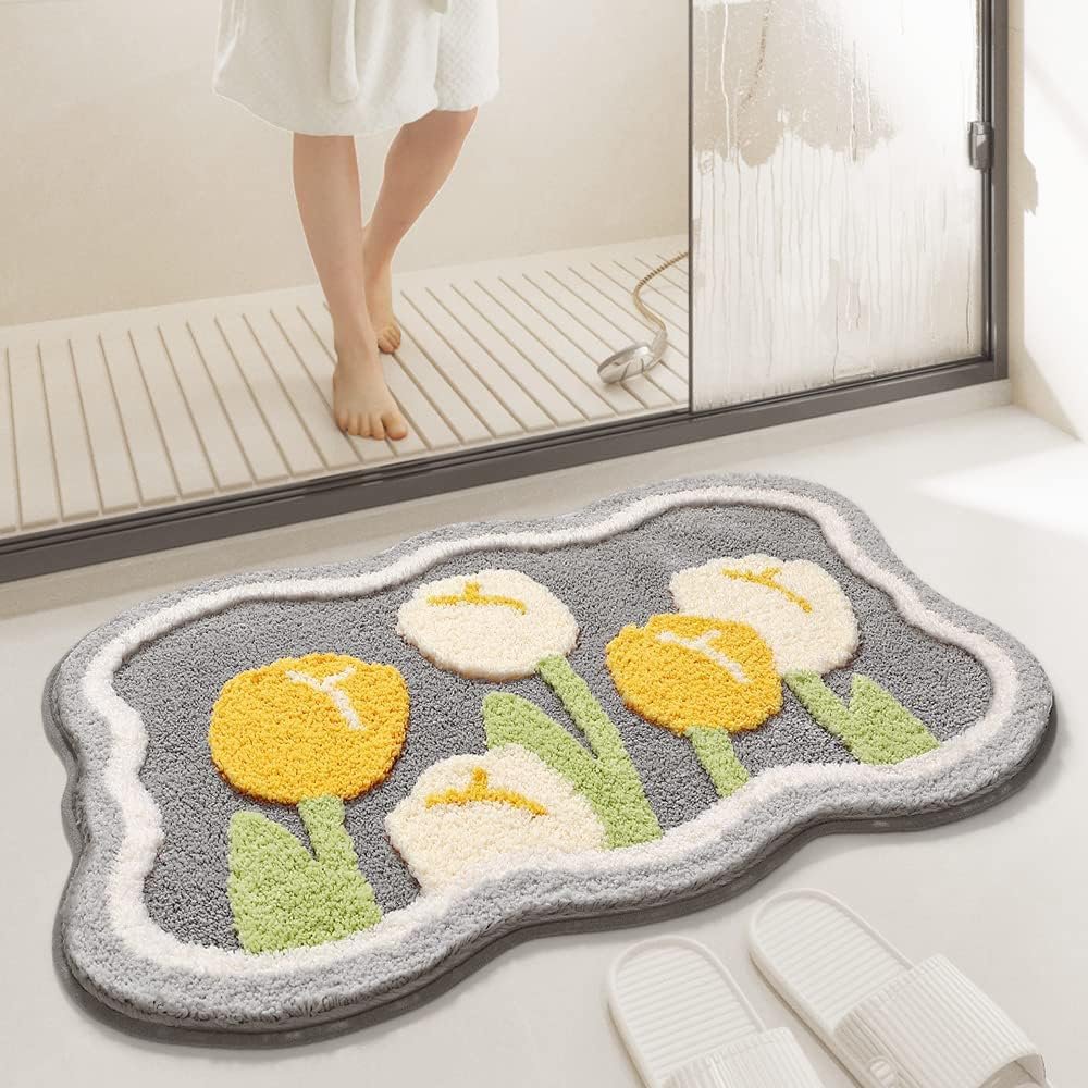 Tulpen Superzachte antislip microvezelmat 2000 gsm 40x60 cm, verpakking van 1 | Superabsorberende badvloerdeurmat