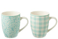 J-Line Doos 2 Mokken Keramiek Blauw