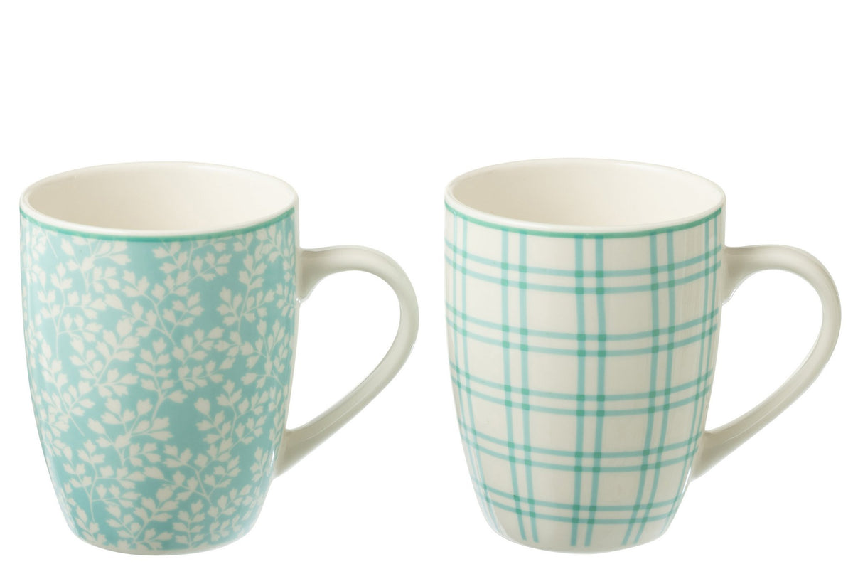 J-Line Doos 2 Mokken Keramiek Blauw