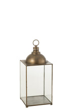 J-Line lantaarn Hagrid - glas/ijzer - brons - medium