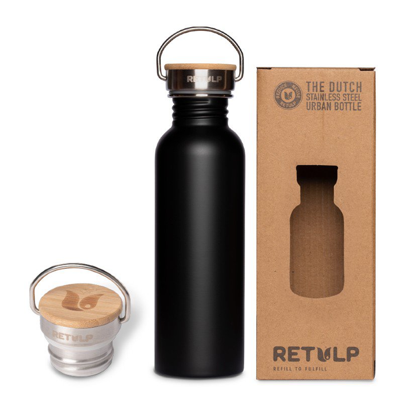 Drinkfles Urban RVS steel Black 750 ml