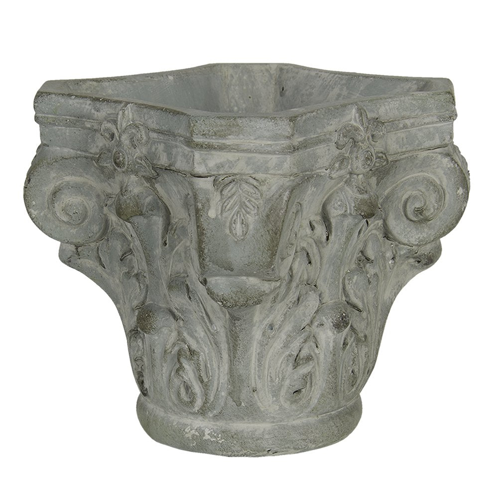Bloempot 17x17x16 cm Grijs Groen Steen Bloempot Binnen