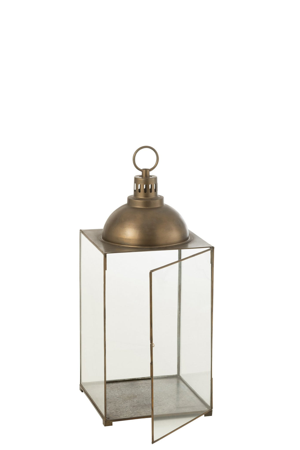 J-Line lantaarn Hagrid - glas/ijzer - brons - medium