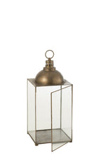 J-Line lantaarn Hagrid - glas/ijzer - brons - medium