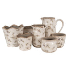 Bloempot Ø 14x13 cm beige blauw keramiek olijven bloempot binnen