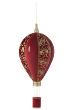 J-Line decoratie Heteluchtballon - polyfoam/textiel - rood/goud - L
