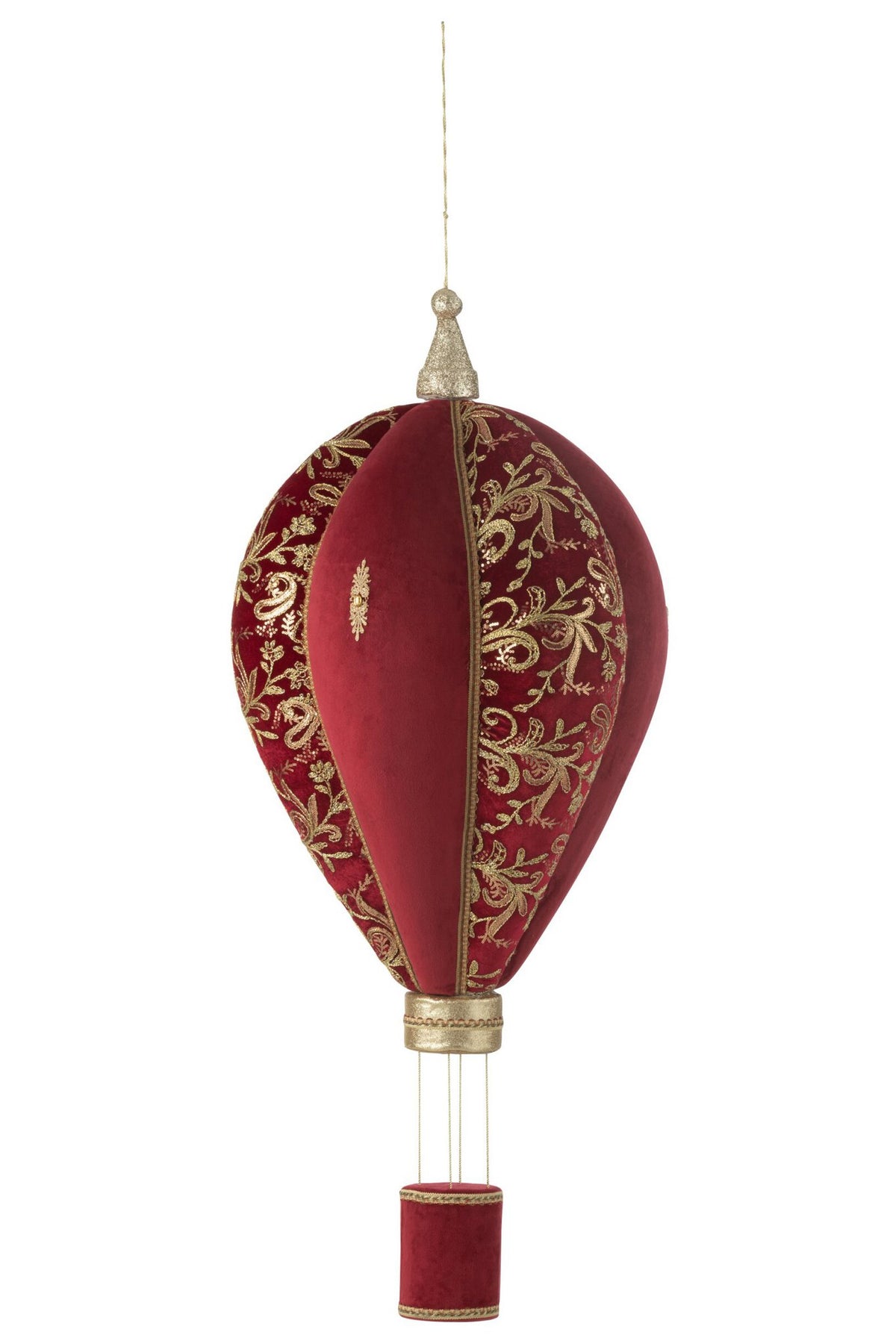 J-Line decoratie Heteluchtballon - polyfoam/textiel - rood/goud - L