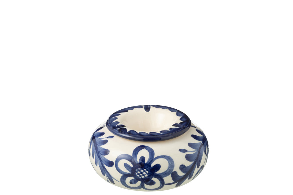 J-Line asbak Granada - keramiek - wit/blauw - large