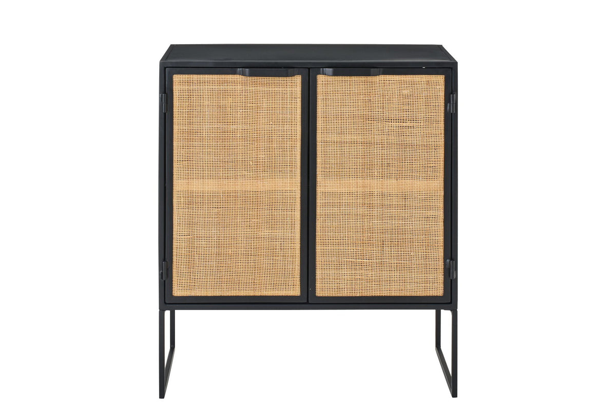 J-Line kast Rieten Panelen - hout - zwart/naturel