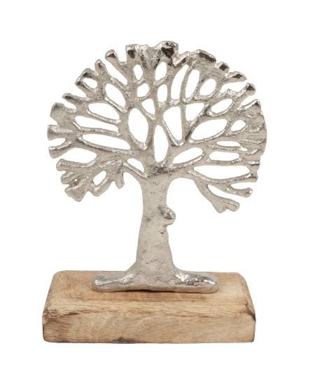 Metaalboom op voet 18x12cm zilver
