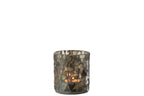 J-Line kaarshouder Mozaiek - glas - grijs/groen - small