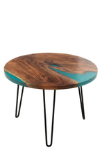 J-Line bijzettafel Rond - hout - naturel/blauw