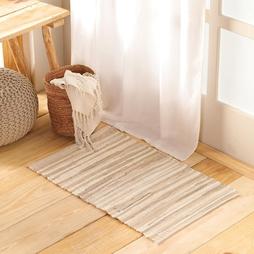 Chindi vloerkleed – mix van gerecycled katoen – omkeerbaar gestreept – 20x32 inch