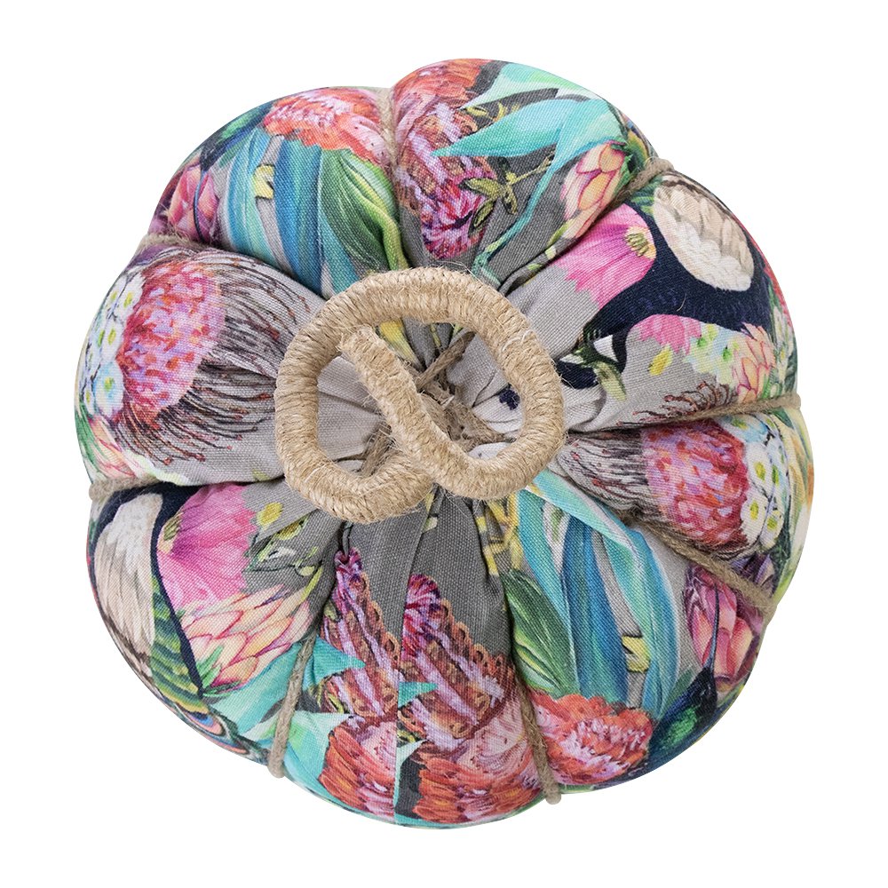 Handgemaakt decoratie fleury pompoen pauw bont medium