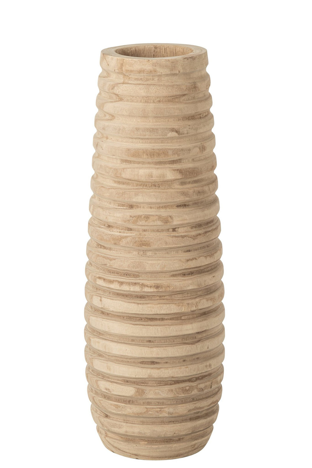 J-Line Gestreepte vaas - paulowniahout - naturel - large