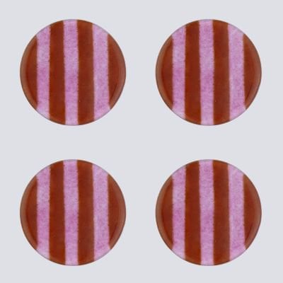 Artisano onderzetters set van 4 10 magenta strepen