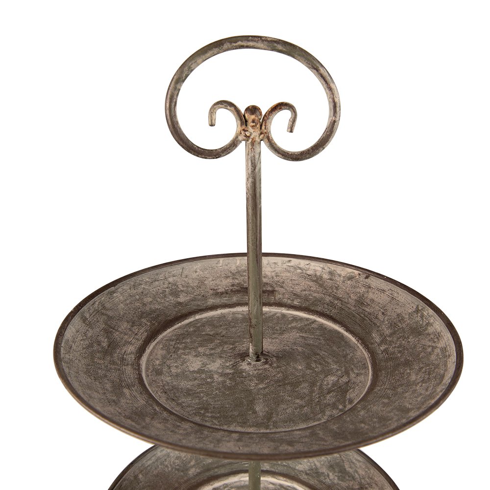 Etagère 2 Laags Ø 28x53 cm Grijs Groen ijzer Serveerschaal
