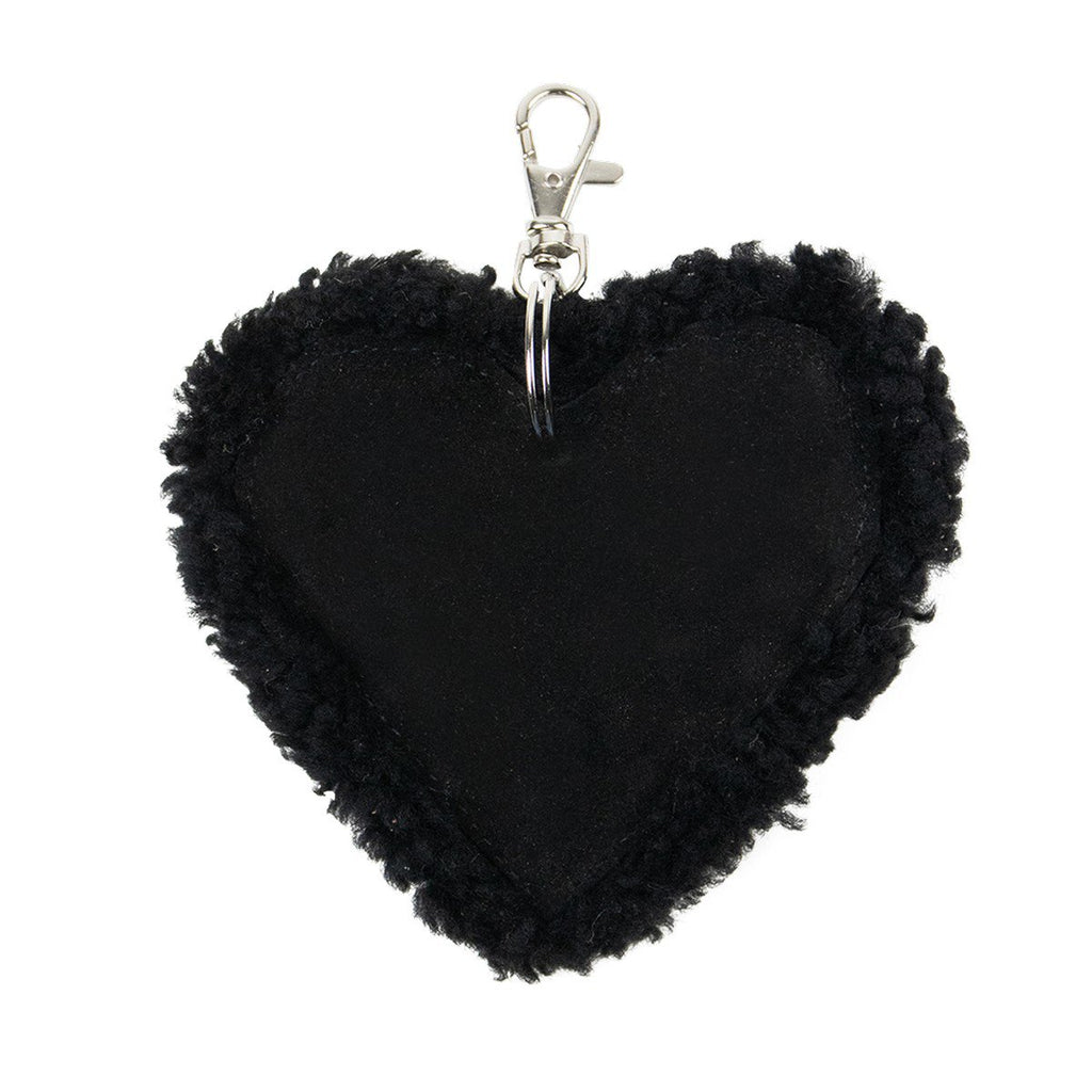 Schaap zwart sleutelhanger hart leer 10cm