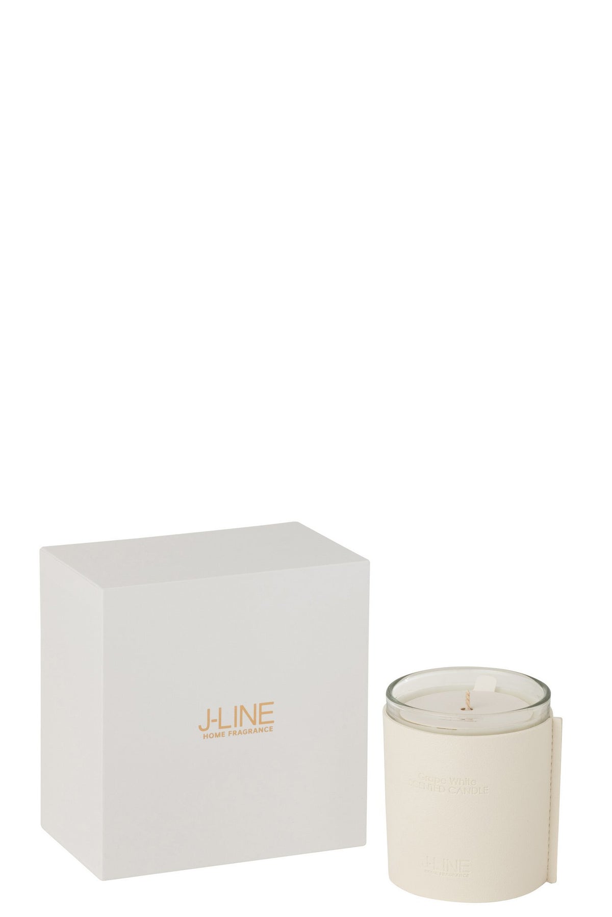 J-Line geurkaars Leder - Grape White - glas - wit - 40U