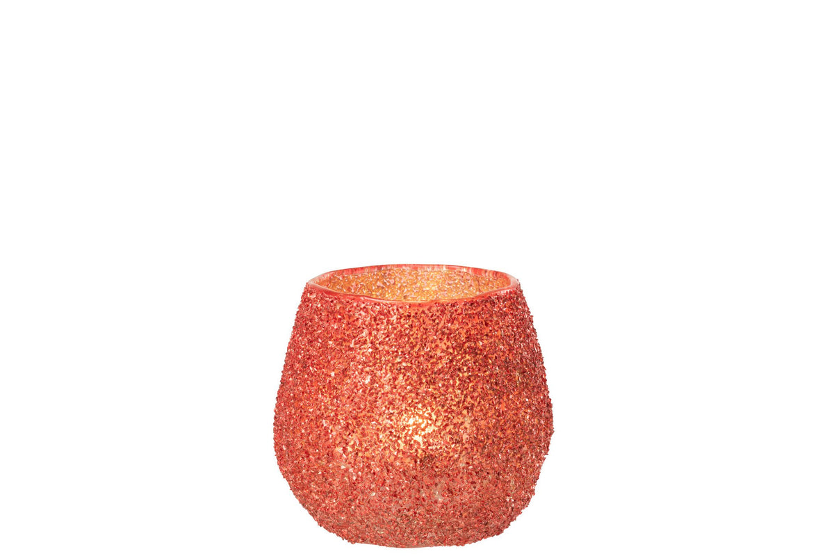 J-Line theelichthouder - glas - rood - S