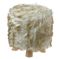 Hocker Ø 32x40 cm Wit Bruin Hout