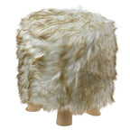 Hocker Ø 32x40 cm Wit Bruin Hout
