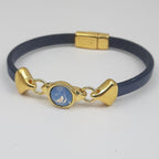 Nexus leren armband glas kristal 24K verguld
