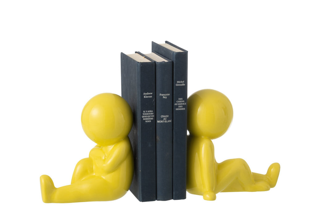 J-Line boekensteun Marcel - keramiek - geel