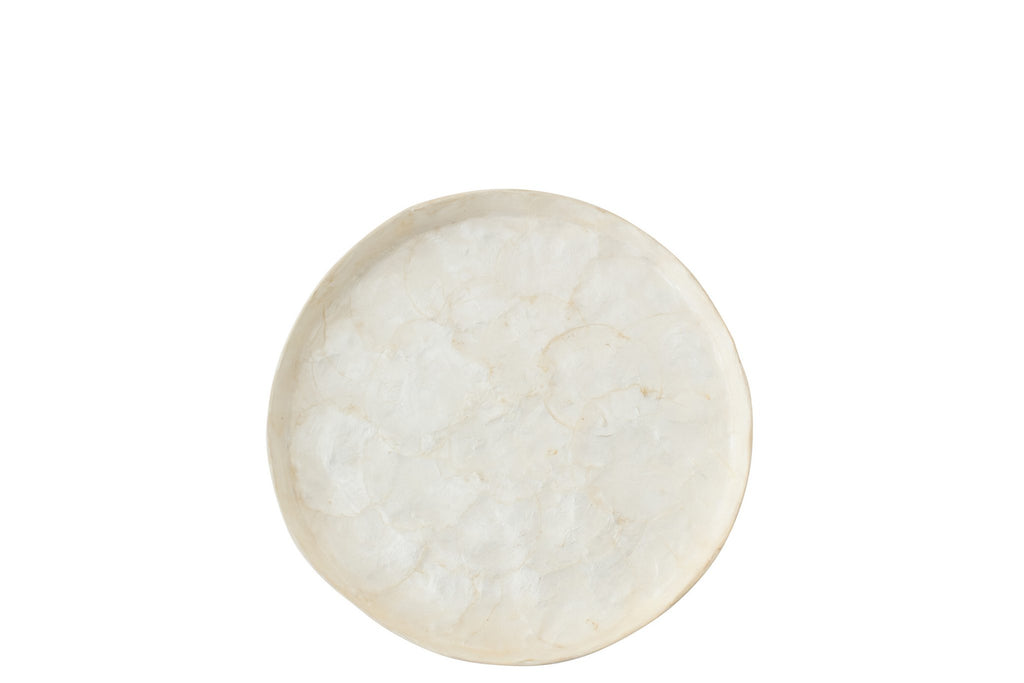 J-Line decoratie plateau Schelp - polyresin - wit - S
