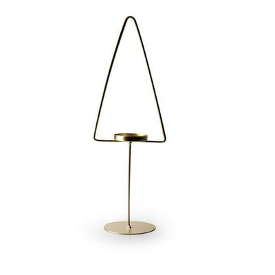 Metalen kerstboompje met theelichthouder 'tree' goud h40,5 cm