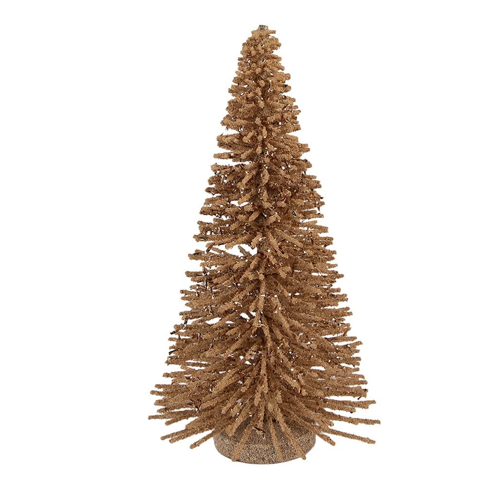 Kerstdecoratie Beeld Kerstboom Ø 17x30 cm Beige Hout
