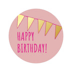 Etiketten – Happy Birthday! – Poeder Roze – 250 Stuks