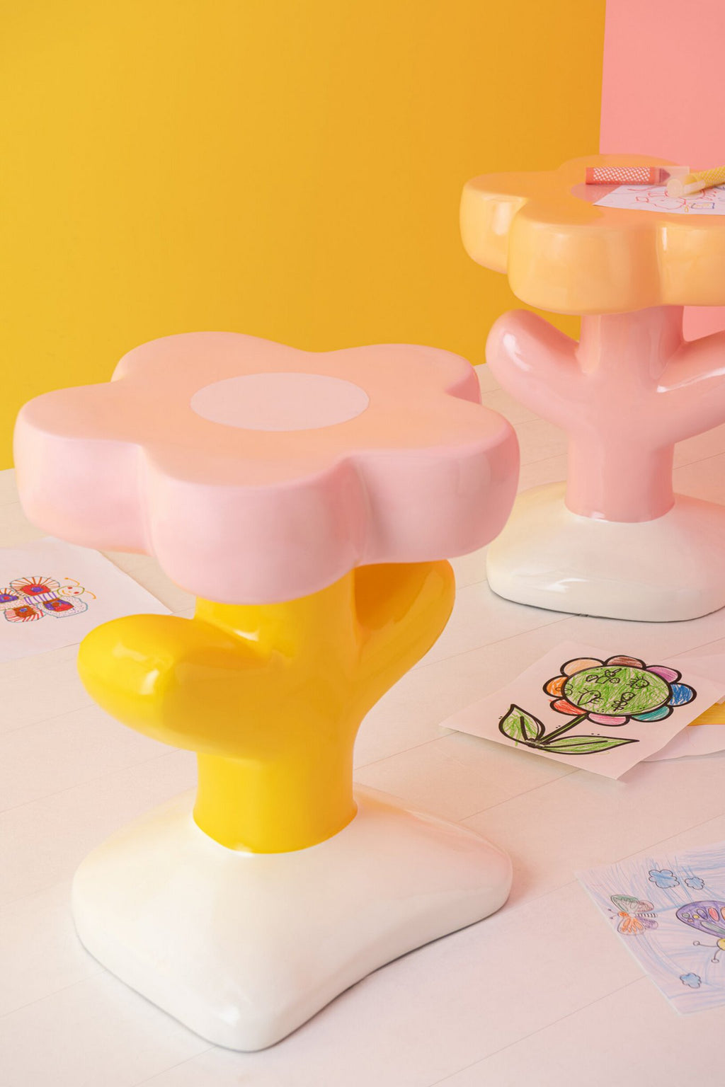 J-Line bijzettafel Bloem Mia - polyresin - mix