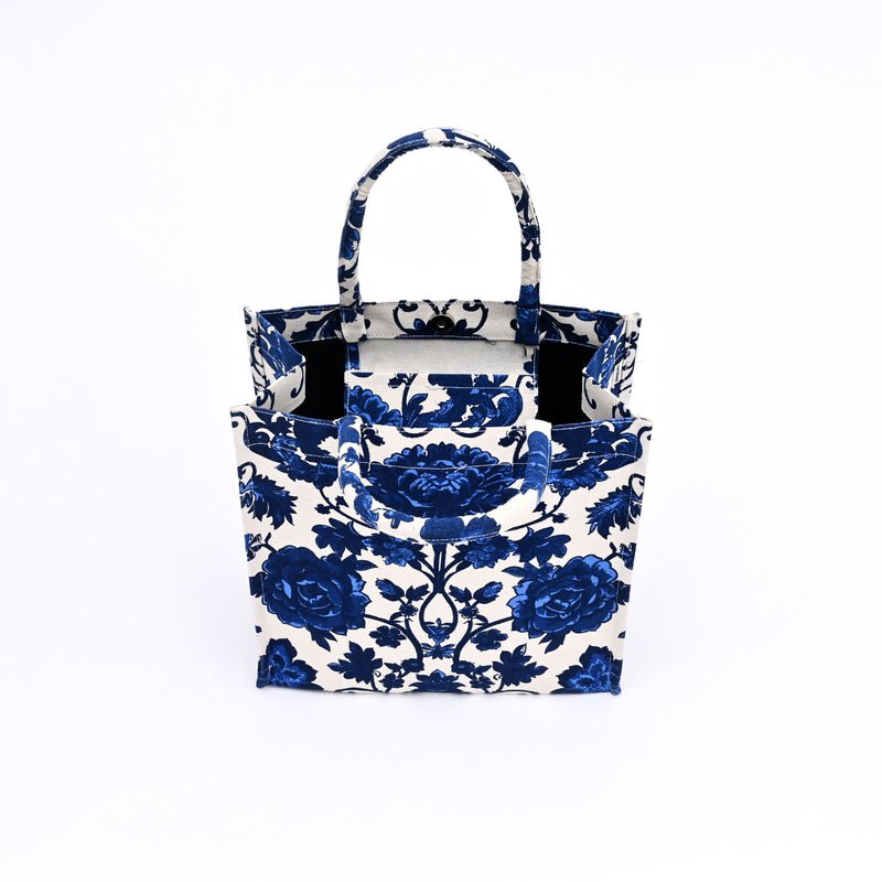 Draagtas - Blauwe Bloemen – Herbruikbare Eco-vriendelijke draagtas voor cadeau (31 x 16 x 31 cm)