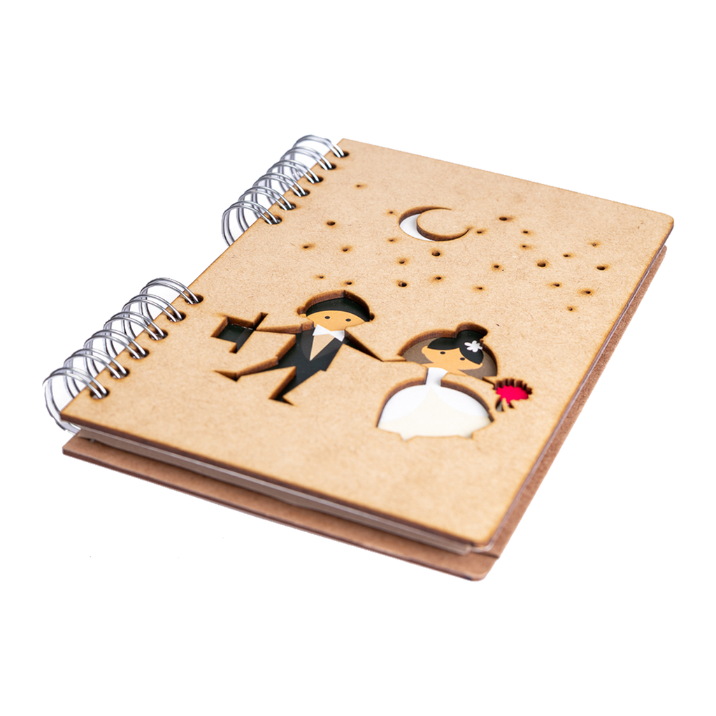 Duurzaam Houten Notitieboek – Komoni – Wedding – Gerecycled papier – Navulbaar