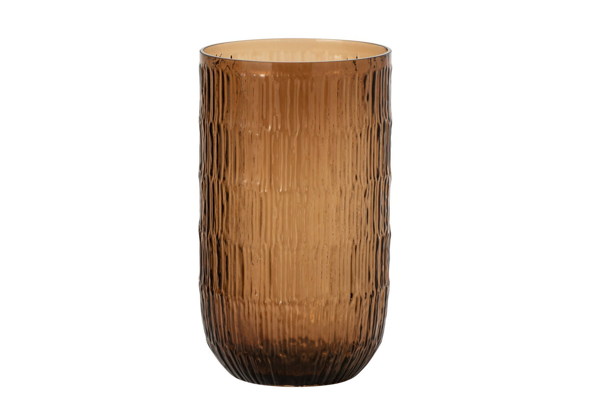 J-Line Vaas - glas - bruin