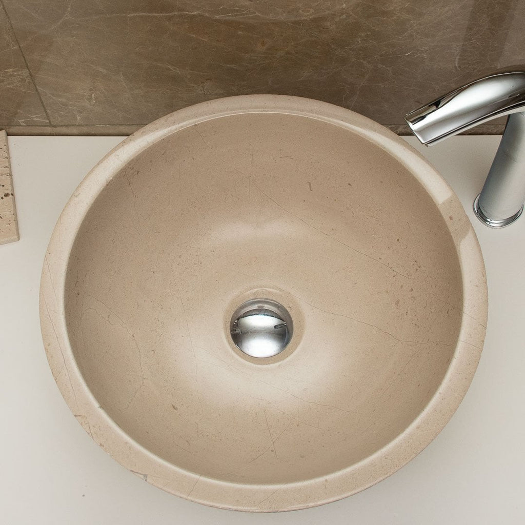 Beige marmeren wastafel