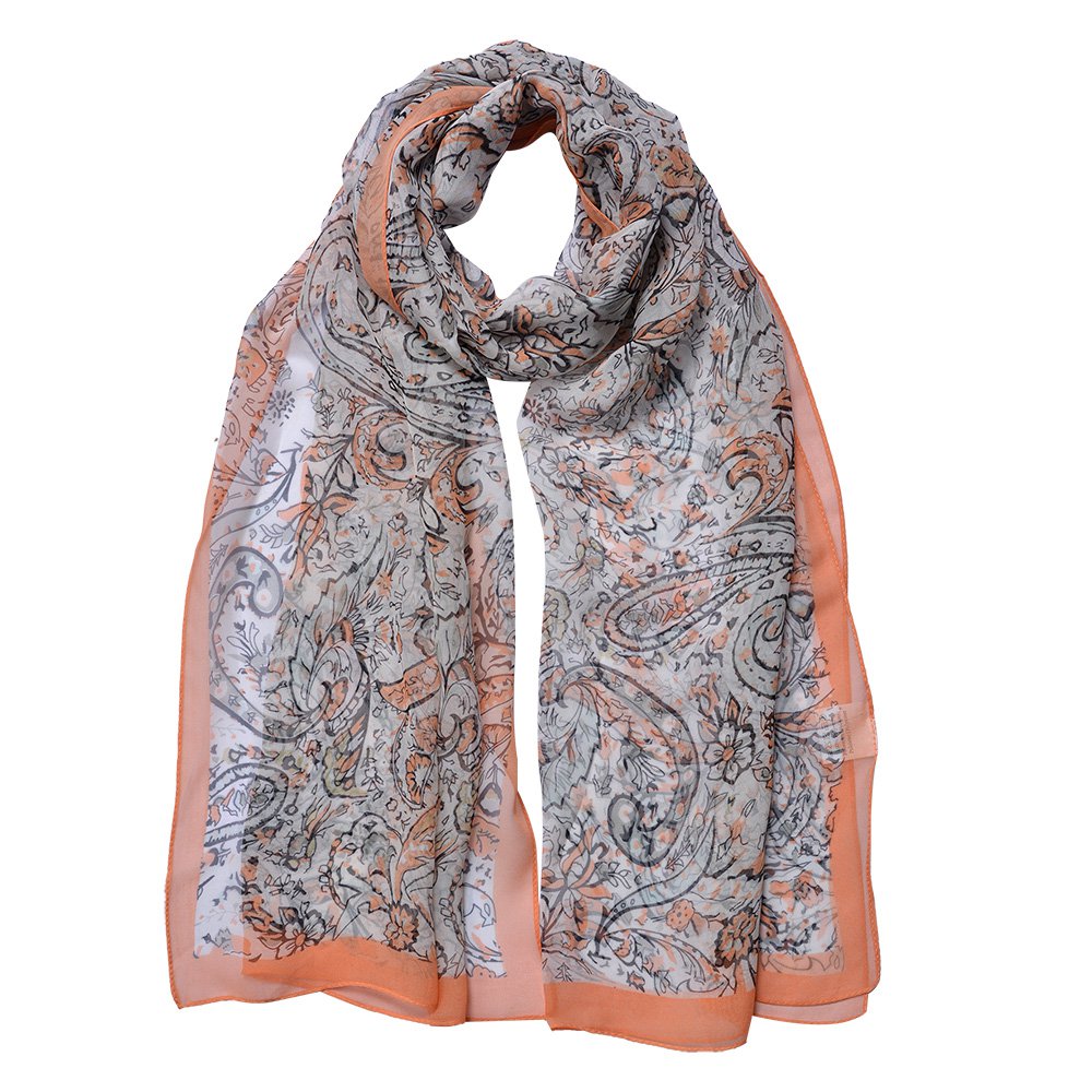 Sjaal Dames Print 50x160 cm Oranje Synthetisch