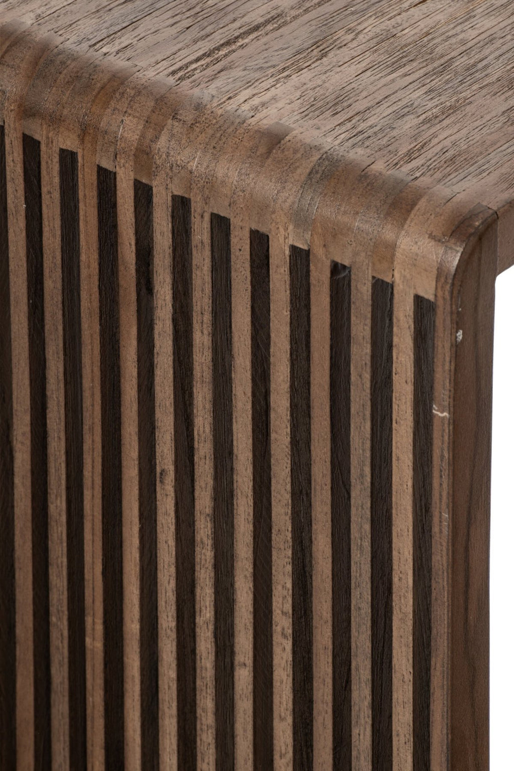 J-Line Bijzettafel met latten - gerecycled hout - donkerbruin
