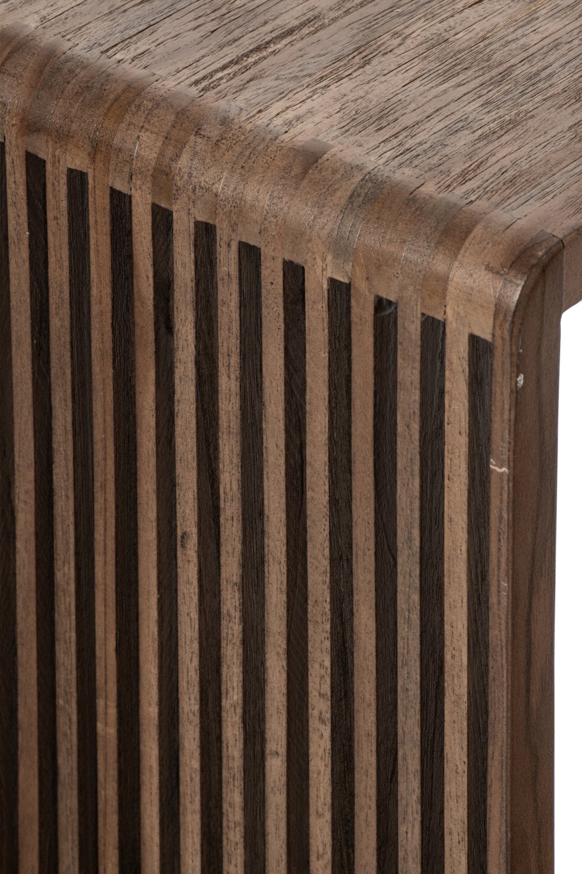 J-Line Bijzettafel met latten - gerecycled hout - donkerbruin