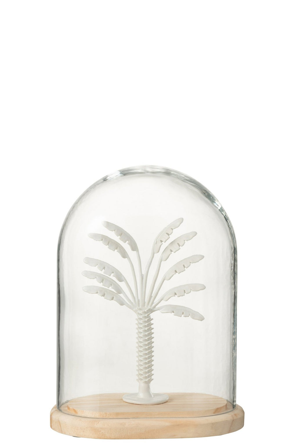 J-Line decoratie Stolp Palmboom - glas/metaal - wit/naturel - small