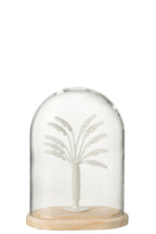 J-Line decoratie Stolp Palmboom - glas/metaal - wit/naturel - small