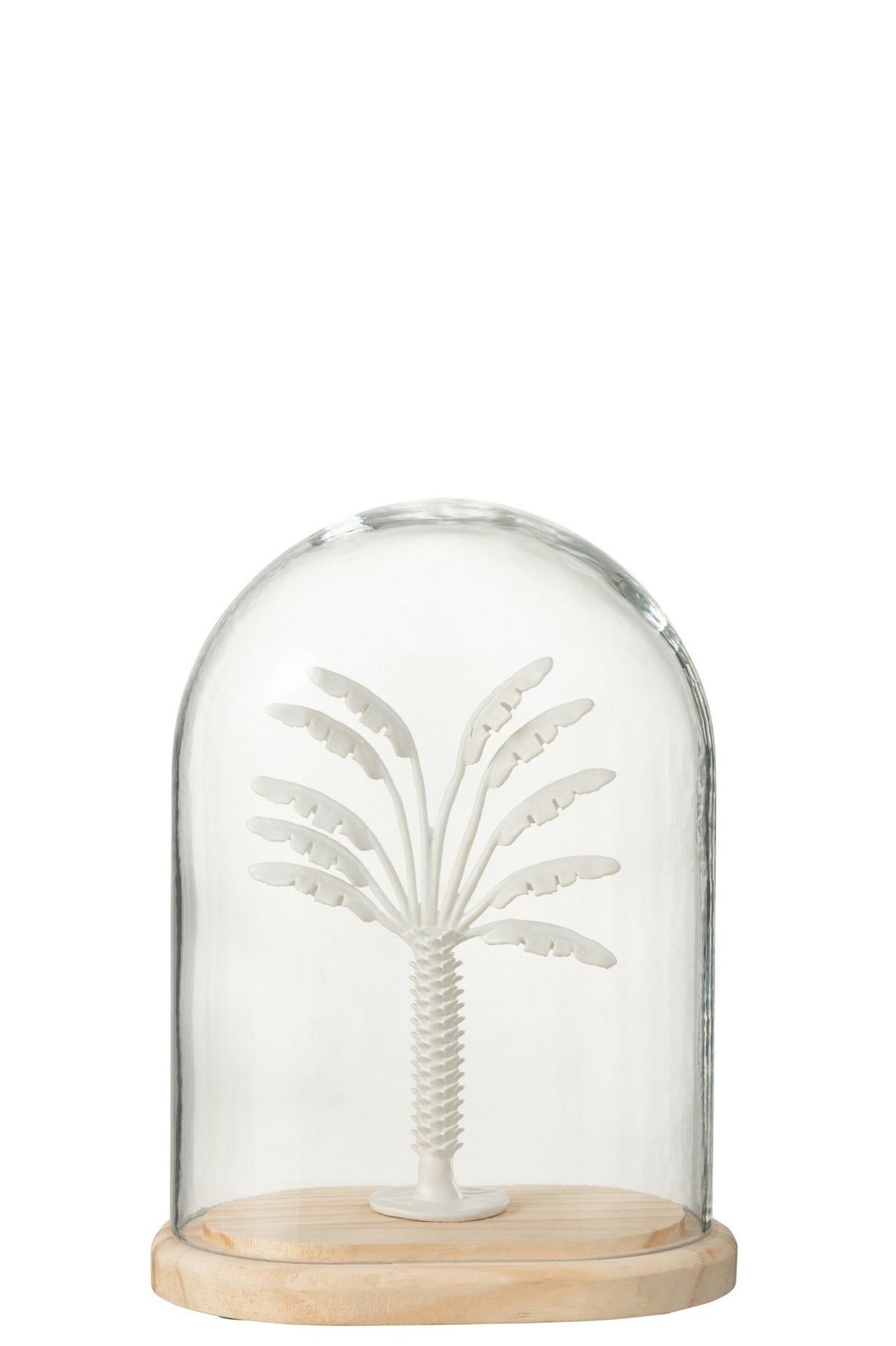 J-Line decoratie Stolp Palmboom - glas/metaal - wit/naturel - small