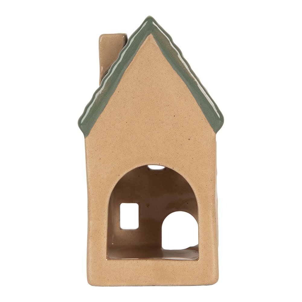 Waxinelichthouder Huis 6x6x11 cm Beige Keramiek