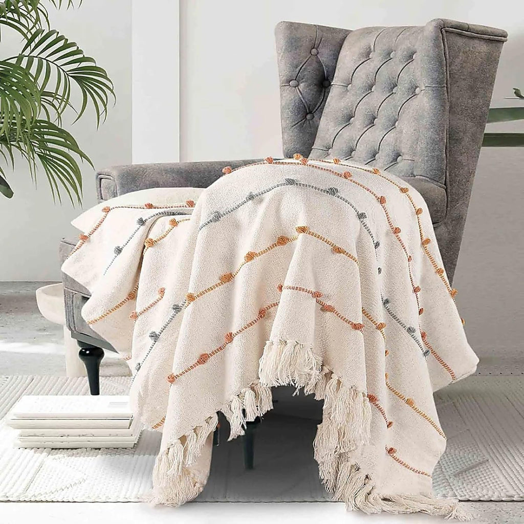 Home Decor Accentplaid – Katoenen deken met franjes – 125x150 cm