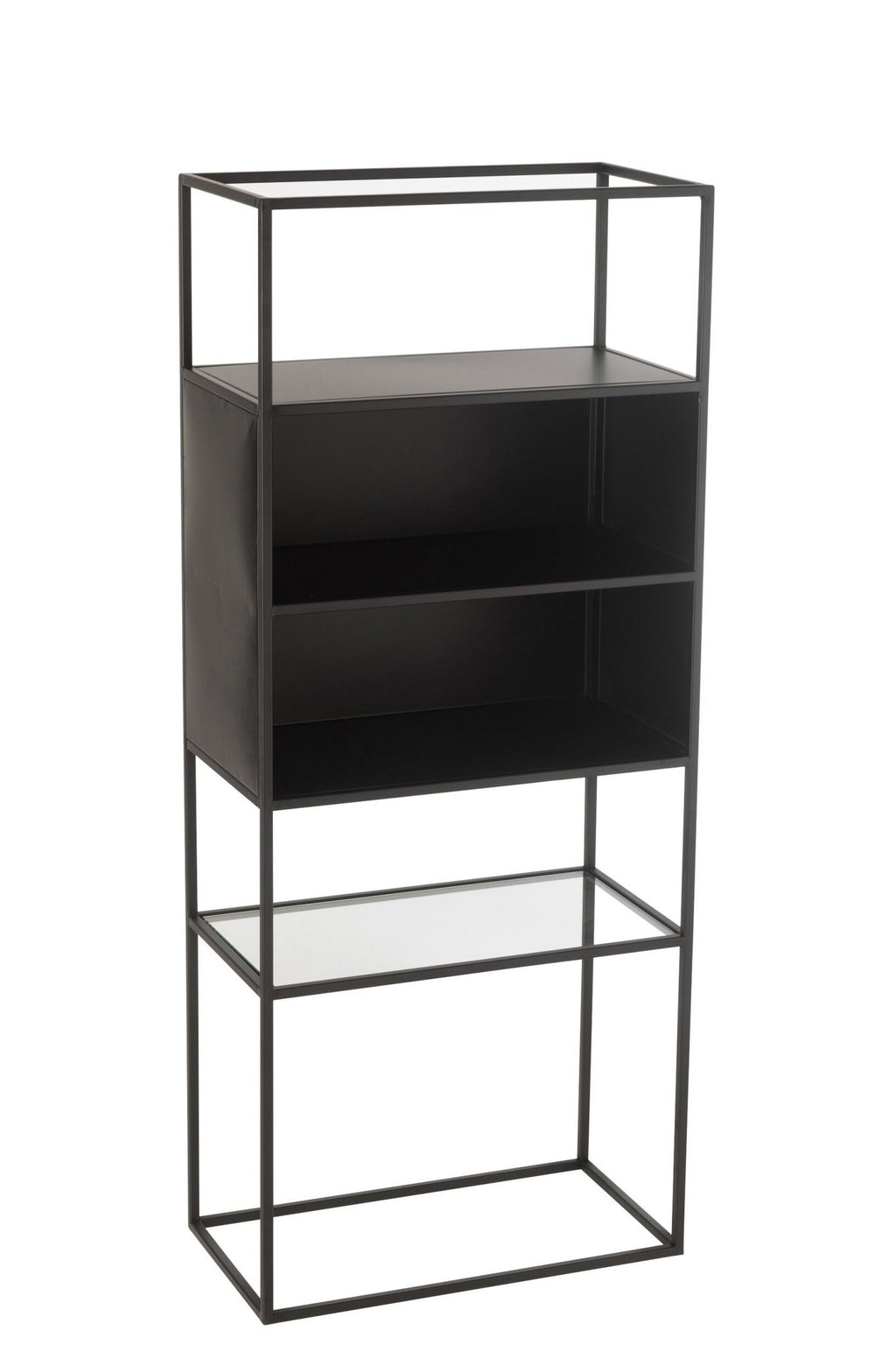J-Line rek - metaal/glas - zwart
