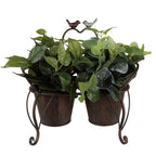 Planthouder 39x18x39 cm Bruin IJzer Vogels